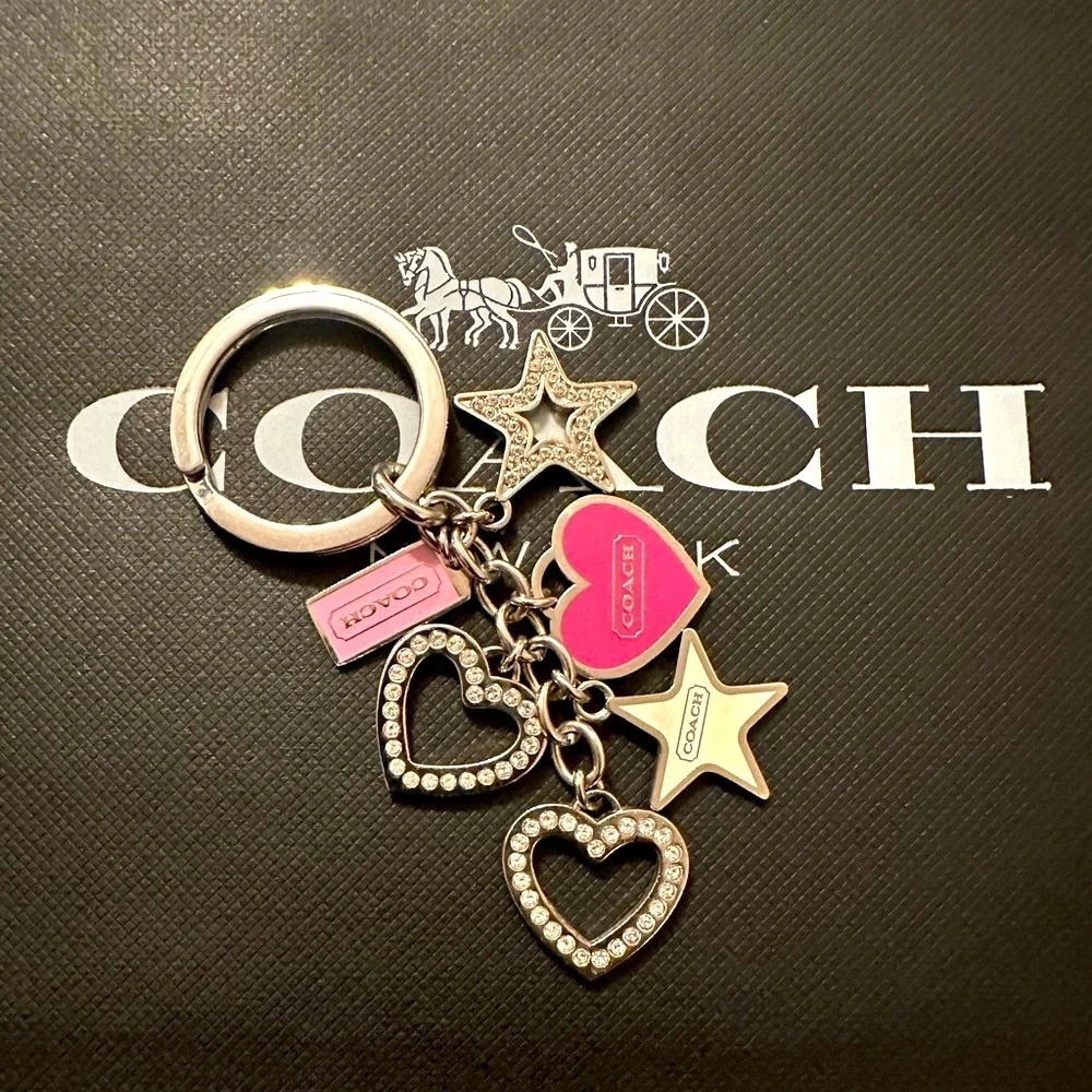 Coach Pink and Silver Heart Keychain - Picture 1 of 7